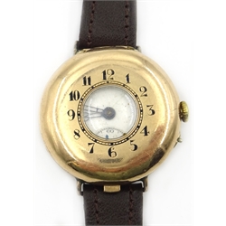  9ct rose gold half hunter wristwatch London 1922 diameter 3.5cm  