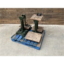Two pairs of Victorian cast iron potato scales, one damaged with a 5kg weight