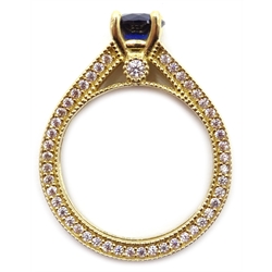  9ct gold blue sapphire and cubic zirconia dress ring, stamped 375  