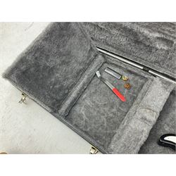 Fender style sunburst electric guitar with manuscript mark 'Zenta Stratocaster 1963' L97cm; in hard carrying case; another similar unmarked sunburst electric guitar; in gig bag; and Fender Frontman Amplifier, serial no.M473406 (3)