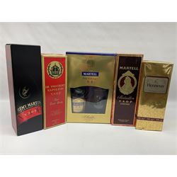 Mixed alcohol, to include Hennessy very special cognac, Martell VSOP cognac, De Valcourt Napoleon French brandy, etc, various contents and proof (5)