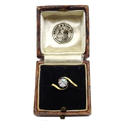  18ct gold (tested) single stone, old cut diamond crossover ring diamond approx 0.7 carat  