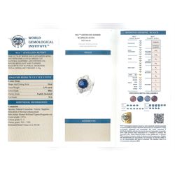 18ct white old oval sapphire, round brilliant cut and baguette cut diamond cluster ring, stamped 750, sapphire 2.93 carat, total diamond weight 1.07 carat, with World Gemological Institute Report