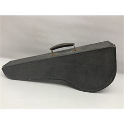 George Formby banjolele with metal plaque to headstock L55cm; in carrying case with instruction booklet.