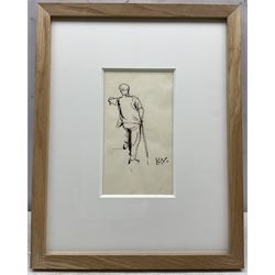 John Keith Vaughan (British 1912-1977): 'Standing Figure', ink sketch c.1941 with studio stamp 18.5cm x 10.5cm