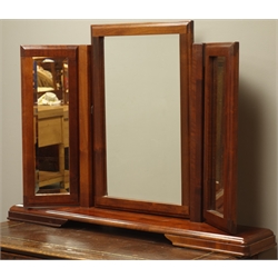  Willis & Gambier Louis Philippe style poplar and cherry wood triple dressing table mirror, W96cm, H69cm  