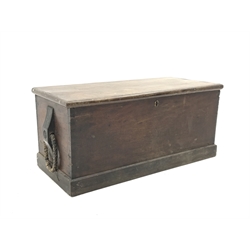 Seaman's camphorwood chest with hinged lid and rope handles, on platform base, stamped W.Cooper Hull, W105cm H48cm D41cm
