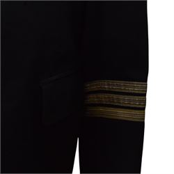 German World War II Kreigsmarine navy blue jacket by Ernst Brendler, Hamburg, with ribbon band, National Emblem and  anchor brass buttons