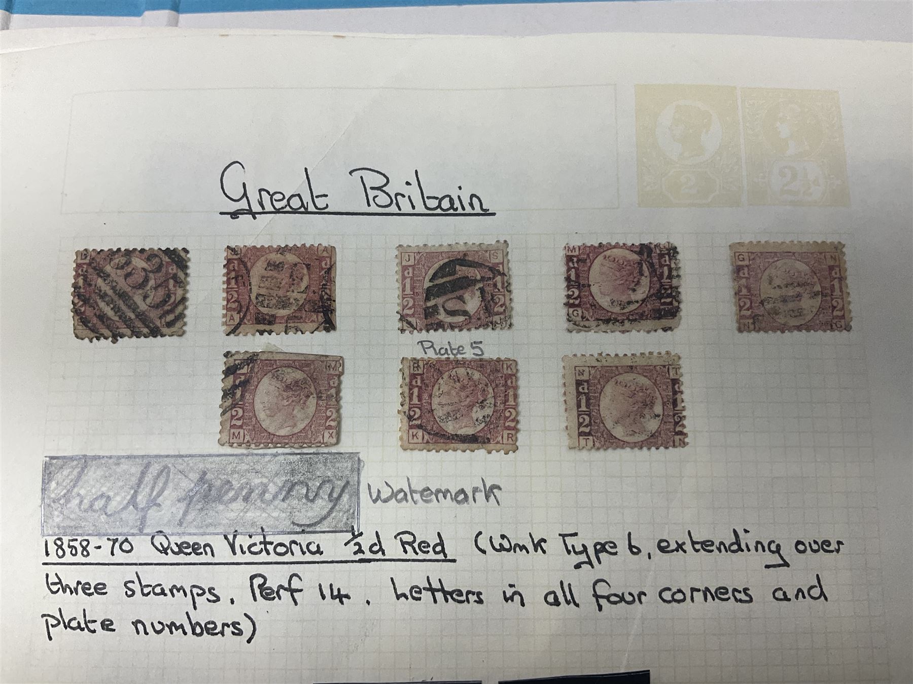 Great British Queen Victoria and later stamps, including imperf penny reds, perf penny reds, half penny 'bantams', small number of stamps on pieces or covers, one penny lilacs with block and pairs, 1883-84 two shillings sixpence, five shillings and ten shillings, various King Edward VII issues,  King George V seahorses etc