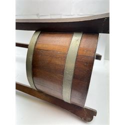 Wooden stick/umbrella stand of circular form with metal drip tray, H75cm