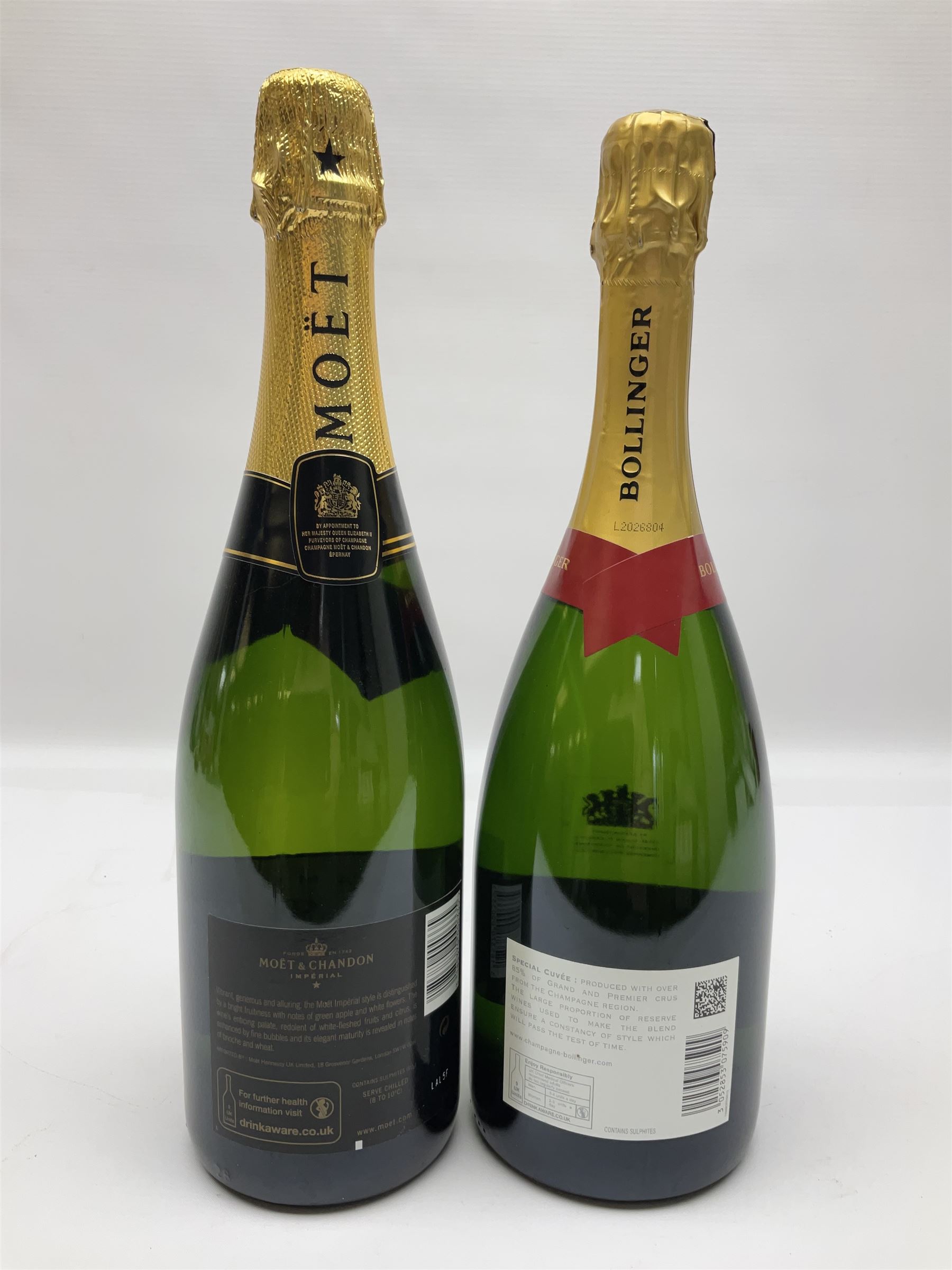 Bollinger special cuvee champagne, 75cl 12% vol, and Moet & Chandon imperial champagne, 750ml, 12% vol (2)
