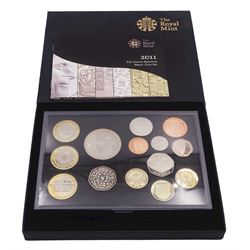 The Royal Mint United Kingdom 2011 proof coin set, cased with certificate