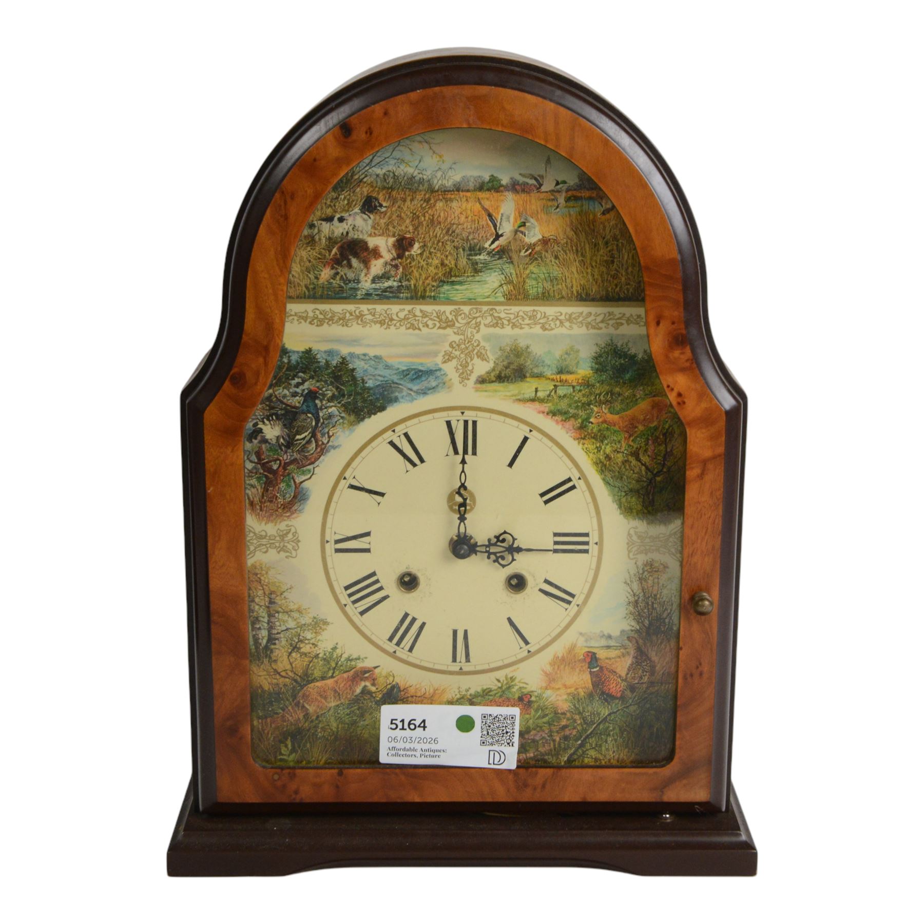 The Wildlife Clock by Conrad Franz, 8-day mechanical movement striking on a bell, mantel or wall mountable, with key H37cm