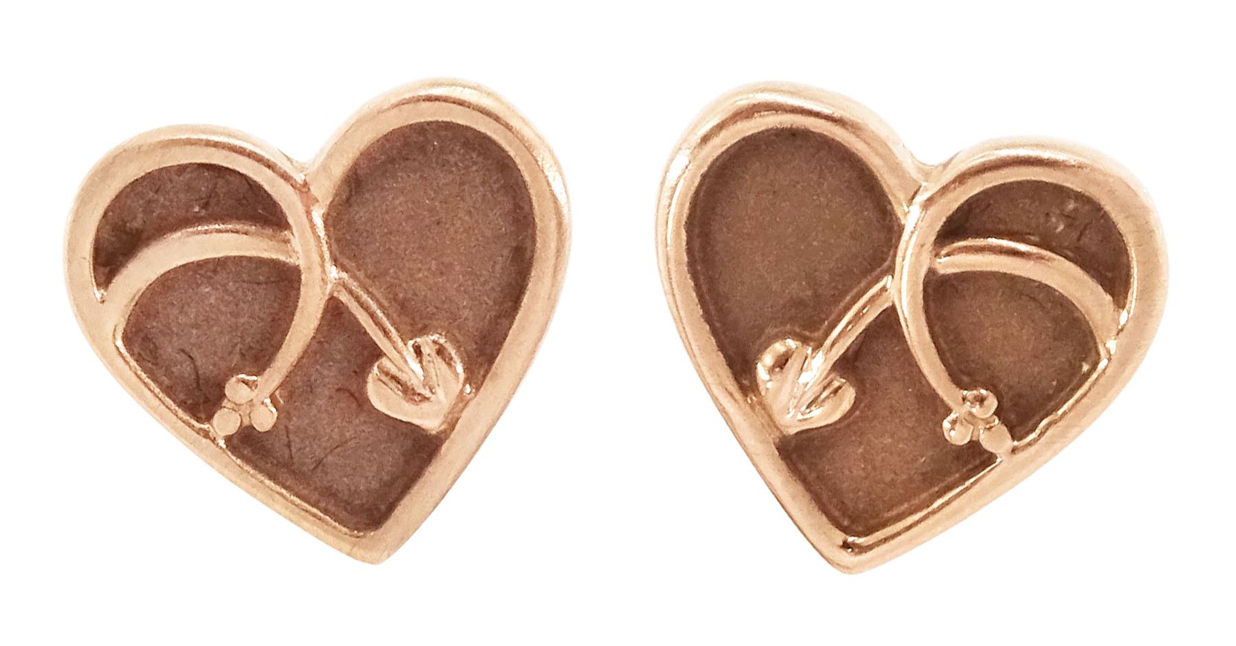 Pair 9ct rose gold heart shape stud earrings, by Clogau, hallmarked 