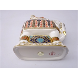  Large Royal Crown Derby Imari Elephant paperweight dated 1990, gold stopper, H21.5cm   