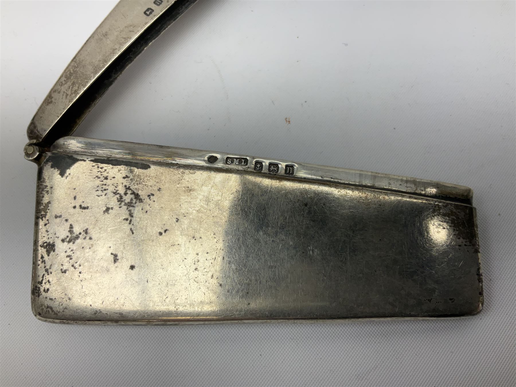 Early 20th century silver card case, of plain rectangular form, hallmarked Birmingham 1912, together with an Edwardian silver sovereign case, approximate weight 64.3 grams