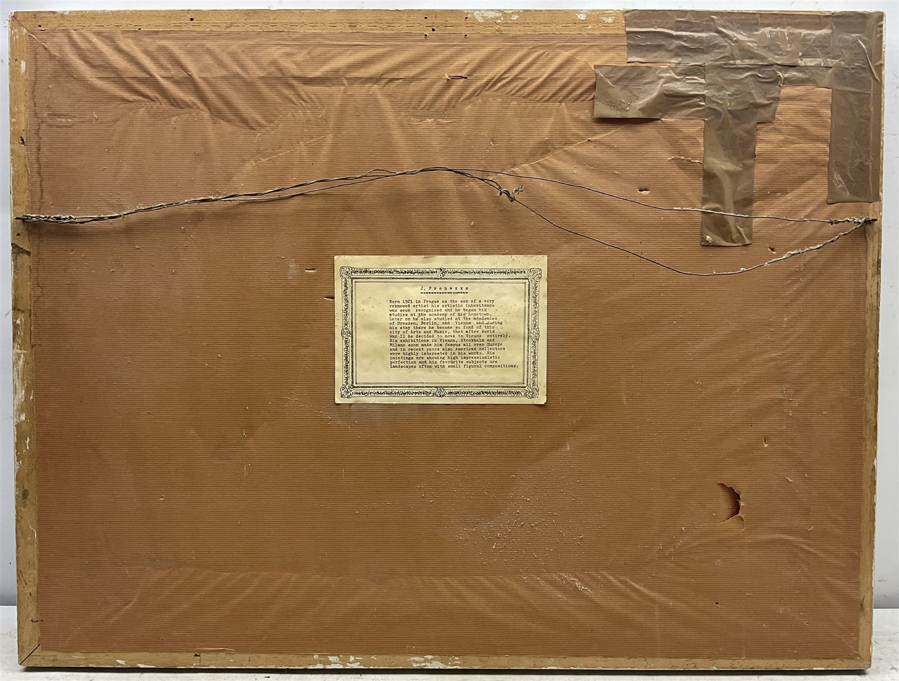 Josef Prochazka (Czech 1909-1984): Farm Buildings in the Snow, oil on board signed 49cm x 69cm