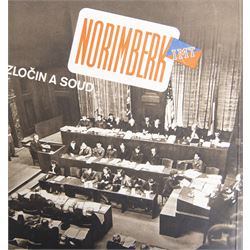 Nuremburg Trails; Booklet: Crime and Court, two letterhead papers for the British War Crimes Executive (E.S.), Press photograph and poster