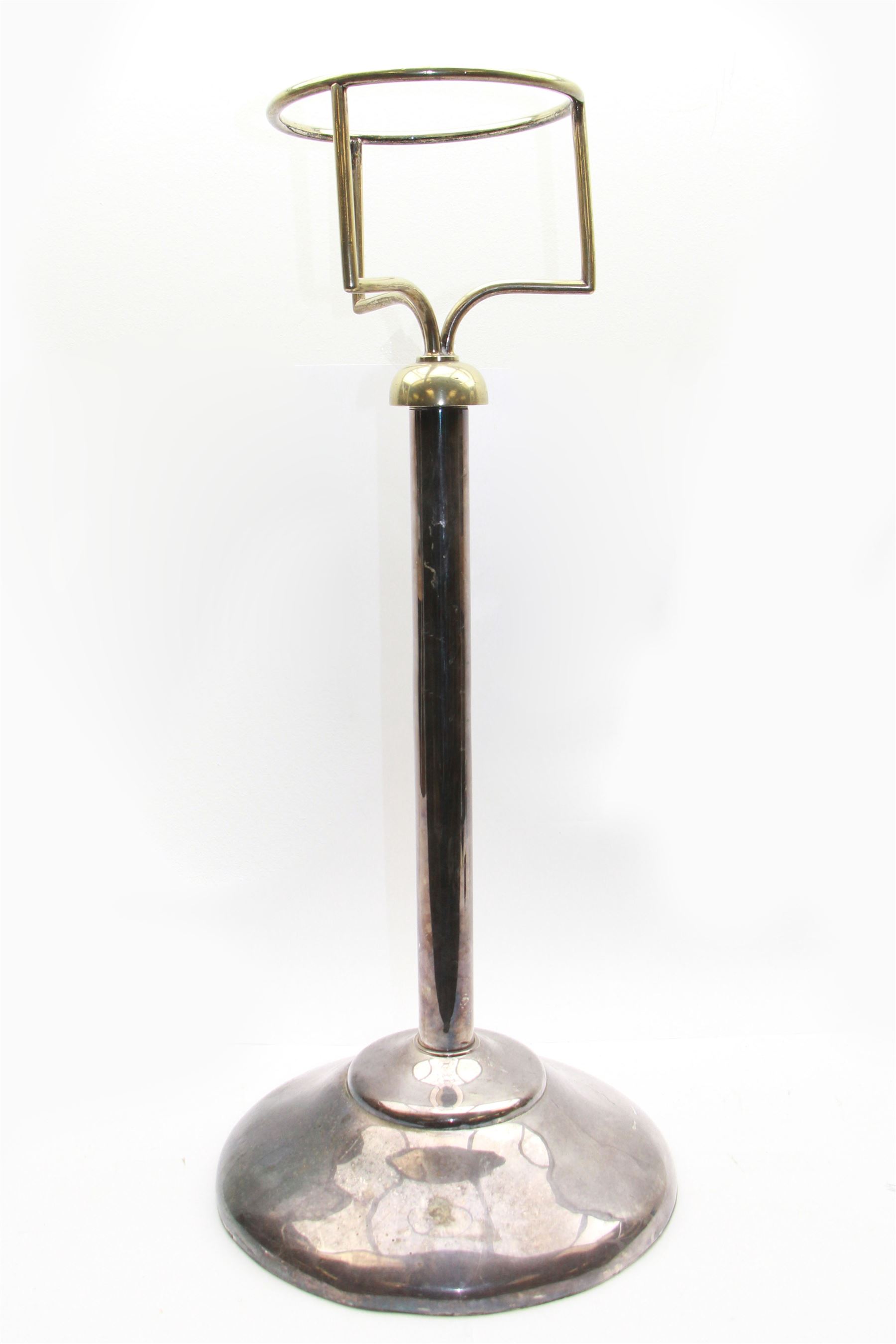 Plated metal wine cooler stand with weighted base H72cm