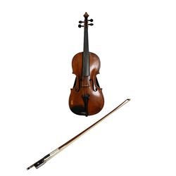 20th century violin, bearing label for Antonius and Hieronymus Amati, with bow stamped G. ...