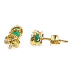 Pair of 9ct gold emerald stud ear-rings stamped 375