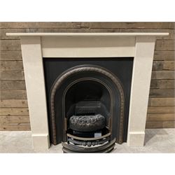Aurora Dorchester Black Fire suite - granite style surround with cast iron insert, electric fire with remote and black hearth