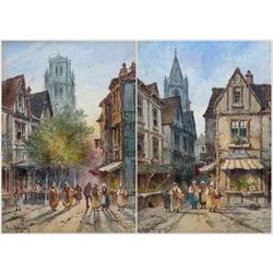 George Gregory (British 1849-1938): French Street Scenes, pair watercolours signed, one titled 'Tréguier - Brittany' verso 24cm x 17cm (2)