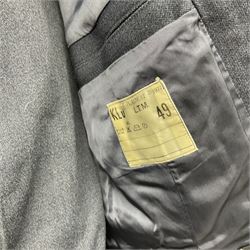 Two post-WWII British Army No.2 Dress tunics, one with Green Howards buttons; army shirt dated 1951; Royal Fleet Auxilliary jacket with trousers; three RAF/WAAF uniforms and RAF Greatcoat; and three canvas/webbing bags, two dated 1943 & 1945