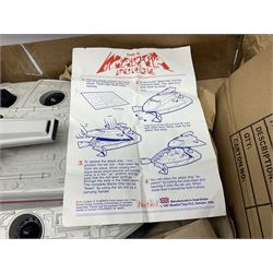 Two 1980s Bluebird Manta Force spaceship playsets - Red Venom and Entire Space Battle Force in one Gigantic Ship; both boxed with instructions.; and quantity of spare figures