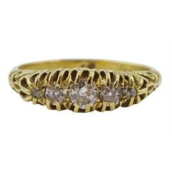 Early 20th century 18ct gold five stone diamond ring, the shank inscribed 'Dec 3rd 1910'