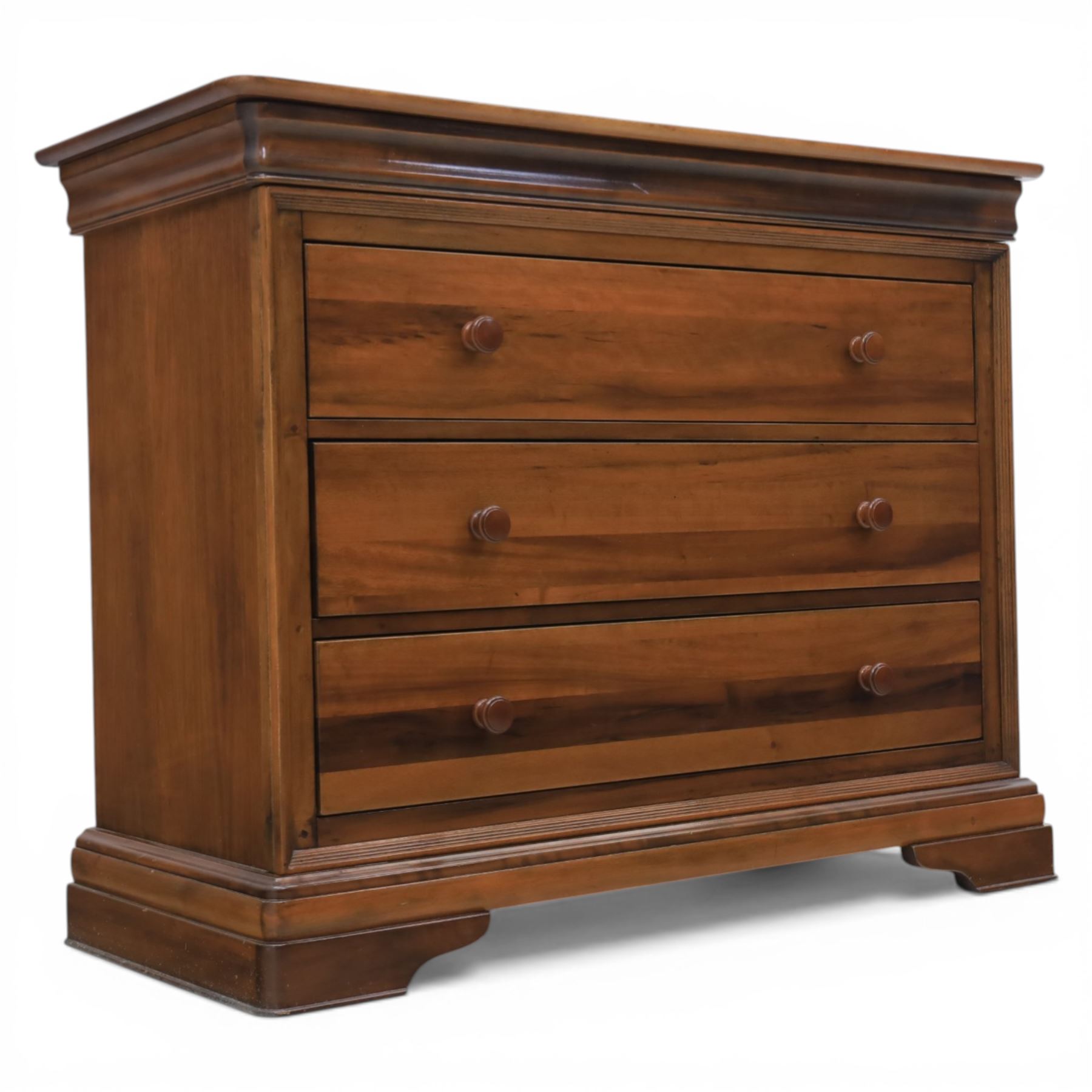 Willis & Gambier - French cherry wood chest fitted with three drawers, on bracket feet