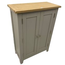Cotswold Company - shoe cabinet, grey finish with oak top