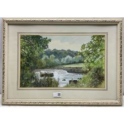 Nathan Stanley Brown (British 1890-1980): 'River Ure Wensleydale Yorkshire' 'Malige Lake Alberta Canada' 'Lady Edith's Drive' & 'Quarry and Waterfall at East Ayton', set four watercolours signed, titled verso max 27cm x 42cm (4) 