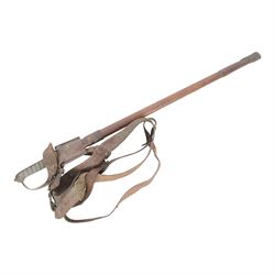 British Edward VII 1897 pattern Infantry Officer's sword, by F.W. Flight, the 82cms single edged blade etched with leaf design and Royal cypher, the hilt with pierced and cypher decorated guard around wire bound shagreen grip, within leather scabbard with frog and Sam Browne, overall L100cm