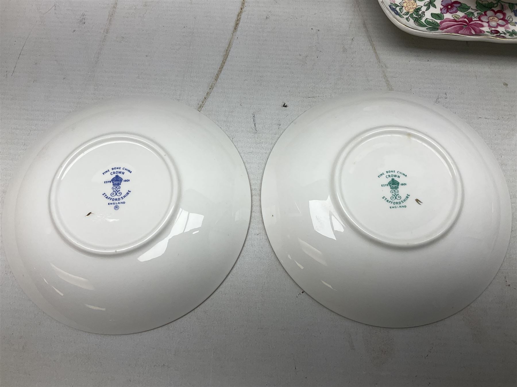 Crown Staffordshire Thousand Flowers pattern part tea service, to include teapot, two open sucriers, eighteen cups, fifteen saucers etc (57)