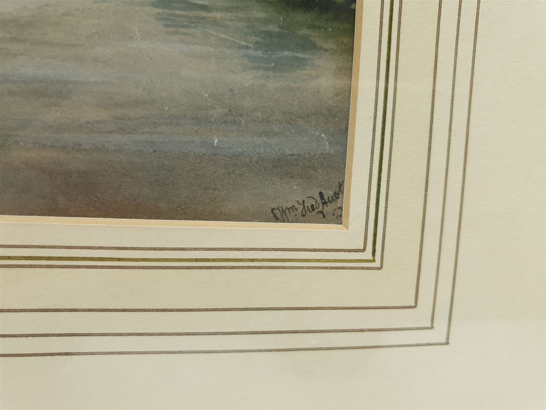 William Frederick Austin (British 1833-1899): 'The Old Silk Mill Derby' from the River Derwent, watercolour signed titled and indistinctly dated 22cm x 40cm