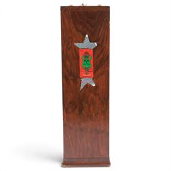 Carroll Sound Inc., New York brass bell tree, comprising twenty-seven graduating stacked bells on a wooden frame, with two beaters, in fitted travelling case, H54cm