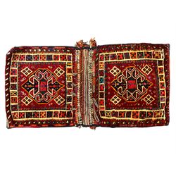 South West Persian Qashgai saddle bag, decorated with medallions within geometric borders