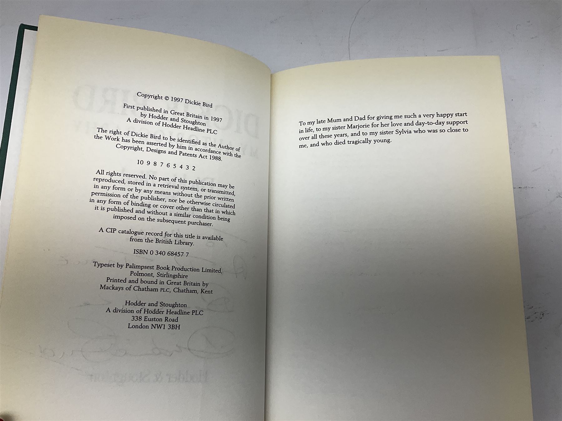 Signed Dickie Bird 'My Autobiography' first edition 1997 hardback, signed on frontispiece, together with a quantity of other books to include hardbacks and reference books