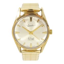 Everite gentleman's 9ct gold manual wind wristwatch, silvered dial with dagger hour marker...