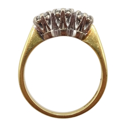 18ct gold three stone round brilliant cut diamond ring, Birmingham 1990, total diamond weight 0.50 carat