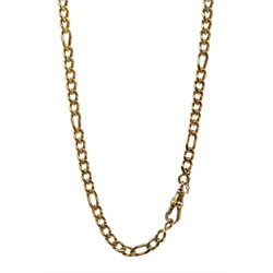 Gold figaro link chain necklace, stamped 18ct, with gold clip stamped 9kt