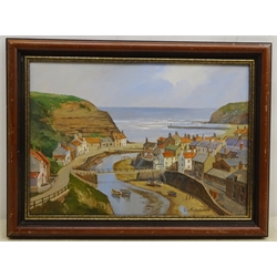  Don Micklethwaite (British 1936-): Staithes Beck, oil on canvas board signed 35cm x 50cm  
