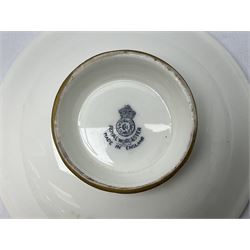 1938 Royal Worcester circular pedestal pin dish, decorated with pheasants in a landscape by James Stinton, with printed mark beneath, D10.5cm