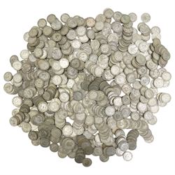 Approximately 4760 grams of Great British pre-1947 silver one shilling coins