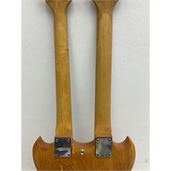 SG double neck electric guitar with twelve-string and six-string facilities and natural wood finish L103cm 