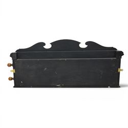 E.J. Riley - 20th century oak billiards scorer, with broken arch pediment with gilt markers mark, with revoling scorer with turned knob, brass indicator, with brass wall hangers