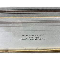 Paul Marny (French/British 1829-1914): 'Chatèlet Gaie and Pump St Michel - Old Paris', pair watercolours signed with initials, titled on the mounts 11.5cm x 19cm (2) 
Provenance: with Richard Hagen, Broadway, Worcestershire, label verso