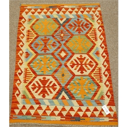  Choli Kilim vegetable dye wool red ground rug, 120cm x 82cm  