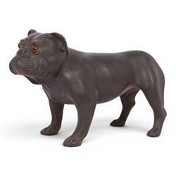 Wedgwood Black Basalt Bulldog, designed by Ernest Light, with impressed mark beneath, H7cm